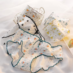 5pcs Floral Print Bikini Panties Comfy & Soft Ribbed Intimates Women's Lingerie