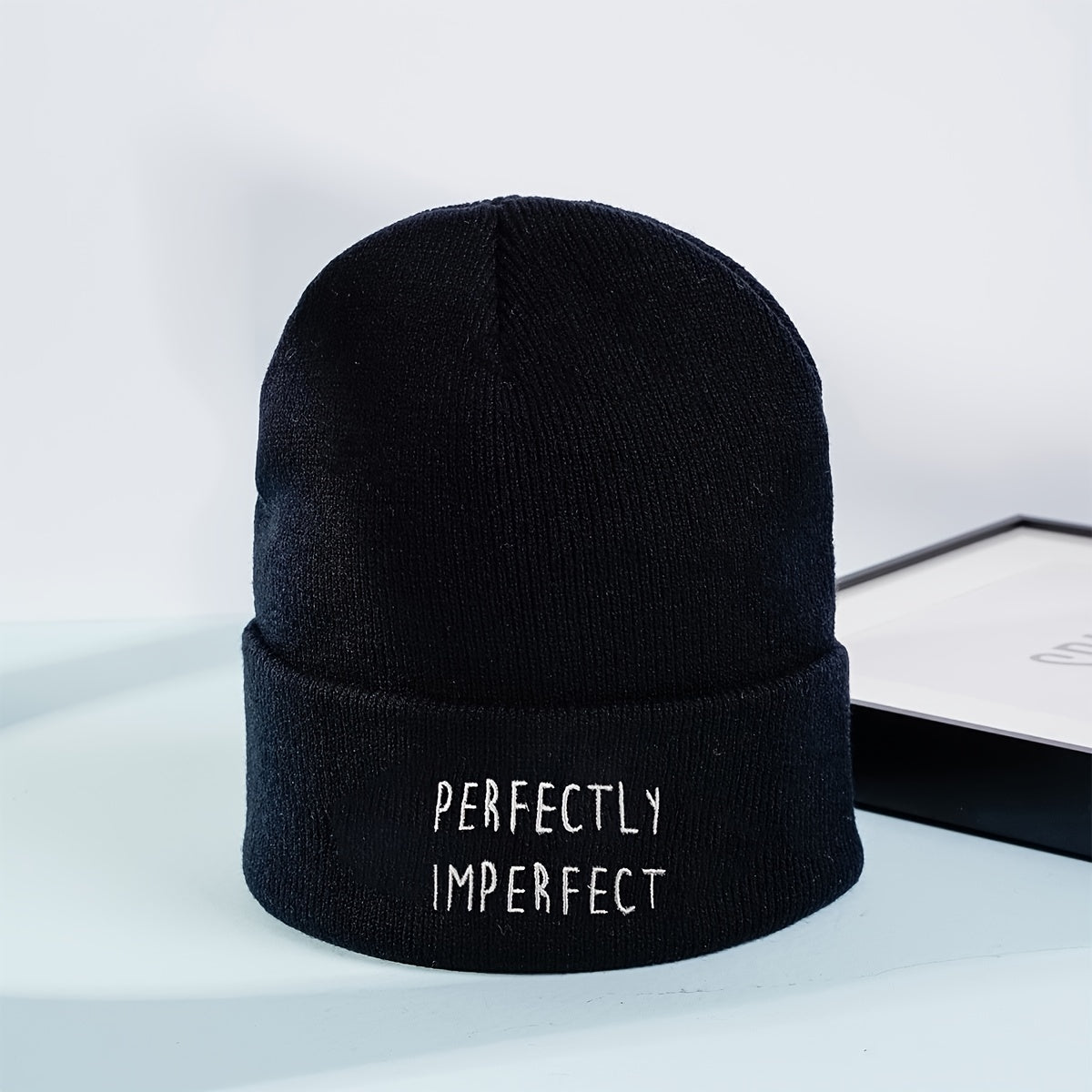 Perfectly Imperfect Embroidery Knit Cap Beanie Warm Winter Hat
