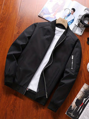 Men's Stand Collar Zip Up Jacket for Spring Fall