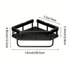 Adhesive Corner Shelf Wall Mounted with Hooks for Kitchen Bathroom