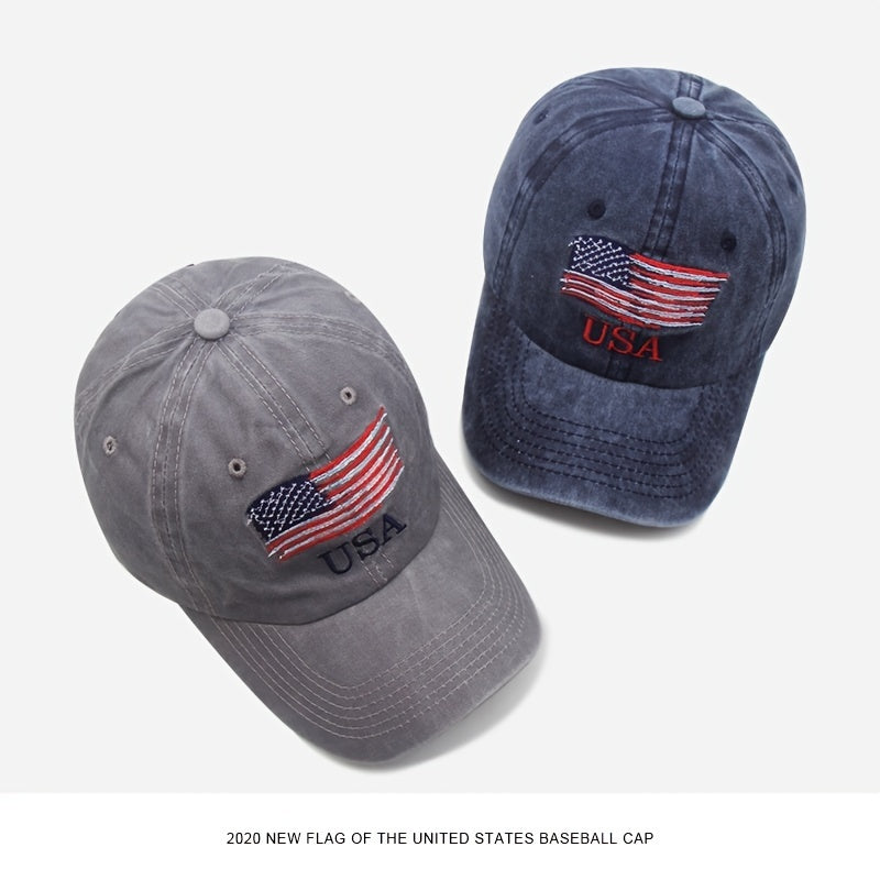Washed Vintage American Flag Baseball Cap Men's Hat