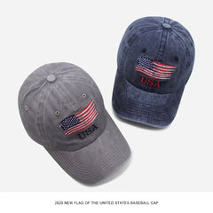 Washed Vintage American Flag Baseball Cap Men's Hat