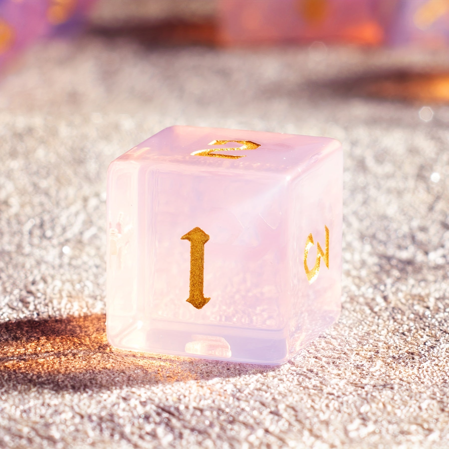7pcs Pink Feldspar Dices for Tabletop RPG Games