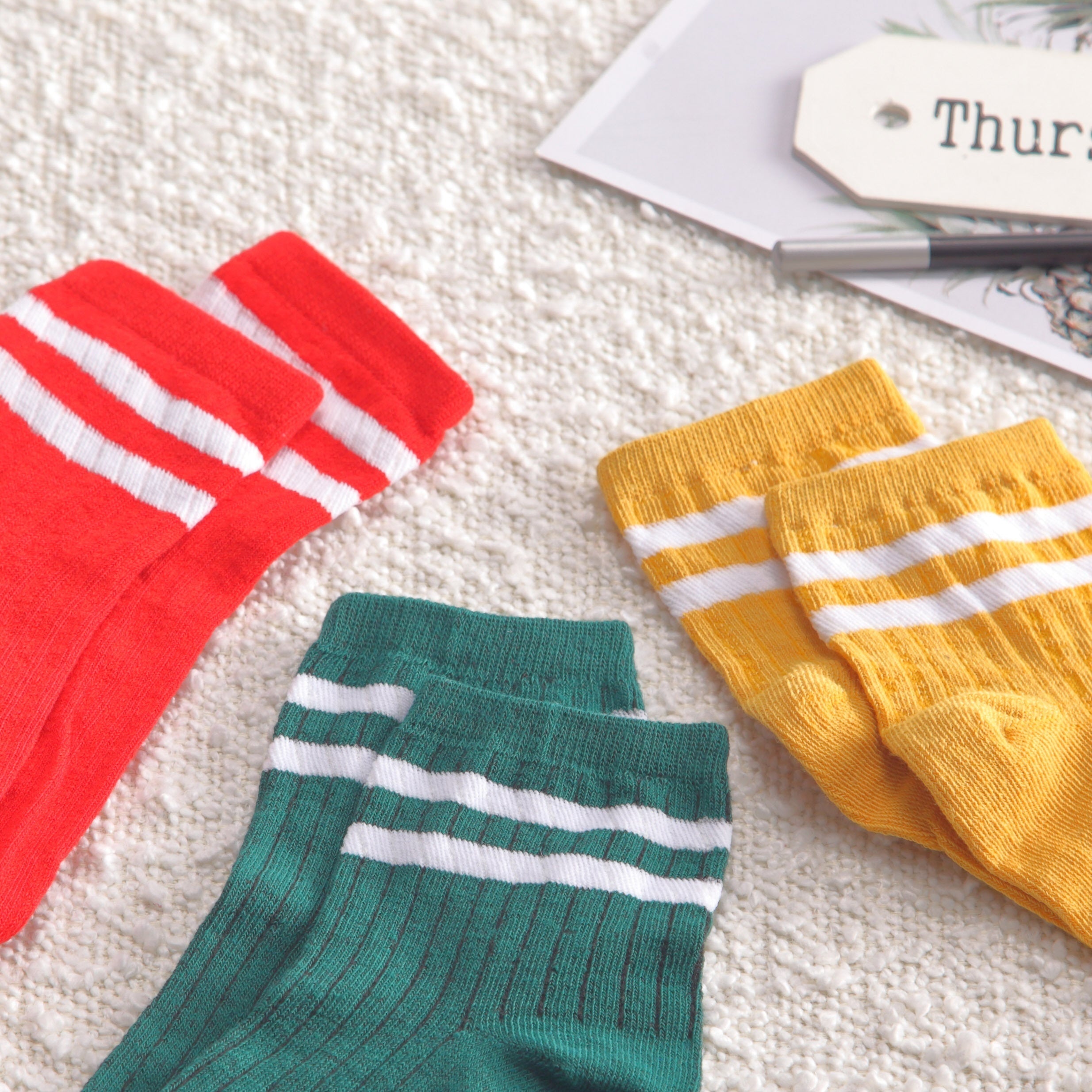 5 Pairs Striped Short Socks Breathable Sports Stockings