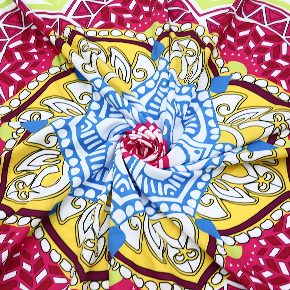 Lotus Figure Yoga Mat & Beach Towel in Yellow & Turquoise