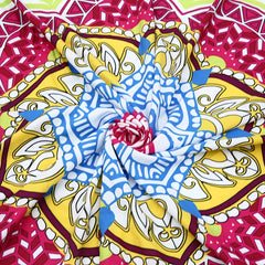 Lotus Figure Yoga Mat & Beach Towel in Yellow & Turquoise
