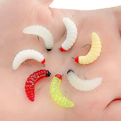 5Pcs MultiColor Soft Worm Fly Fishing Lures Trout Grayling Maggot