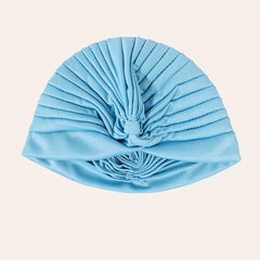 Light Turban Cap BowKnot Pleated Head Wraps Elastic Ramadan Head Scarf