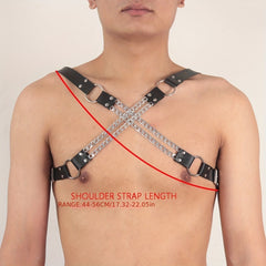 Men's Punk Body Chest Shoulder Harness PU Leather Chain Chest Belt Strap