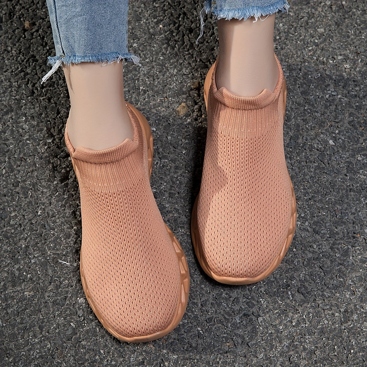 Women's Breathable Knit Sneakers Lightweight Slip On Shoes