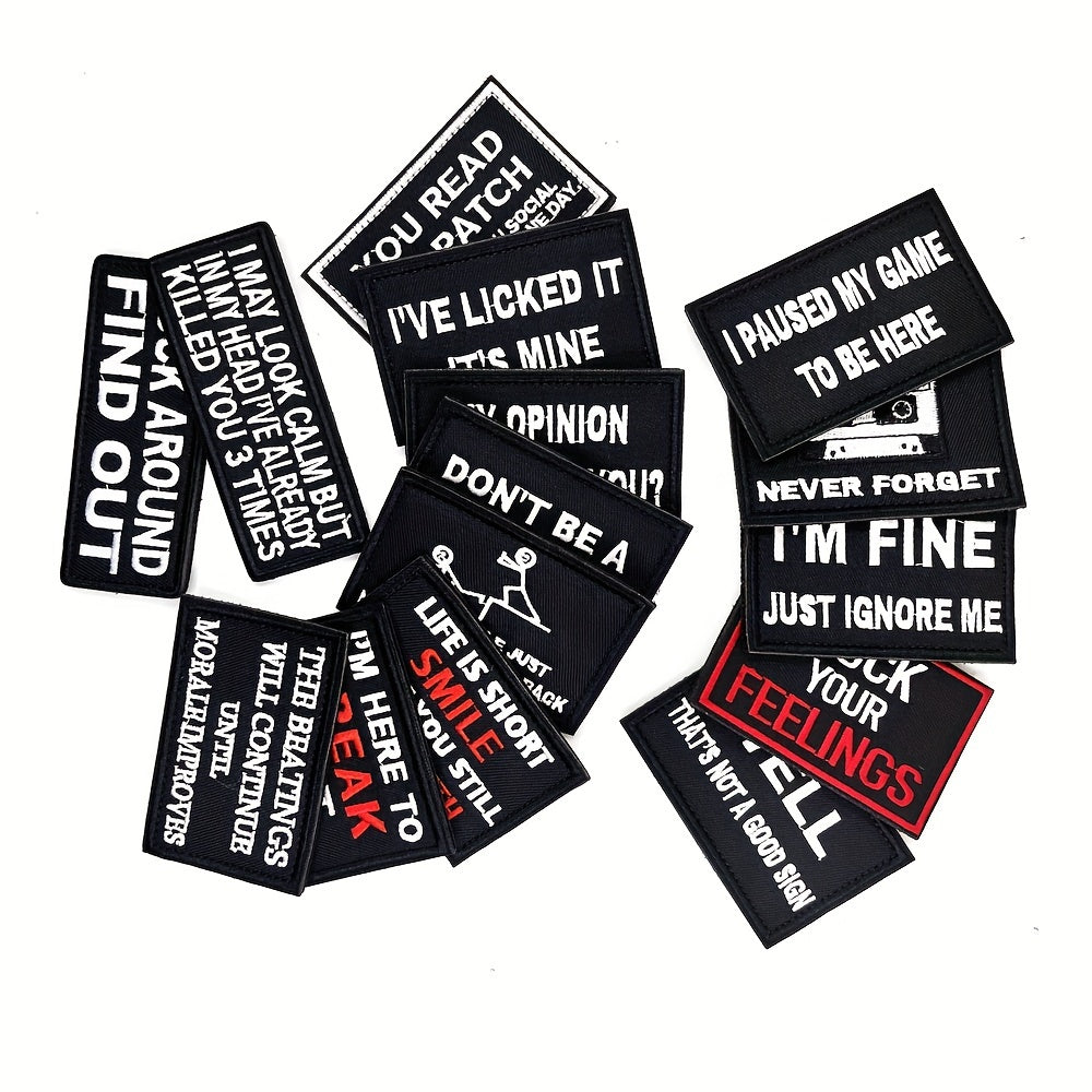15pcs Embroidery Patches Applique Morale Patches for Vest Hat Jacket