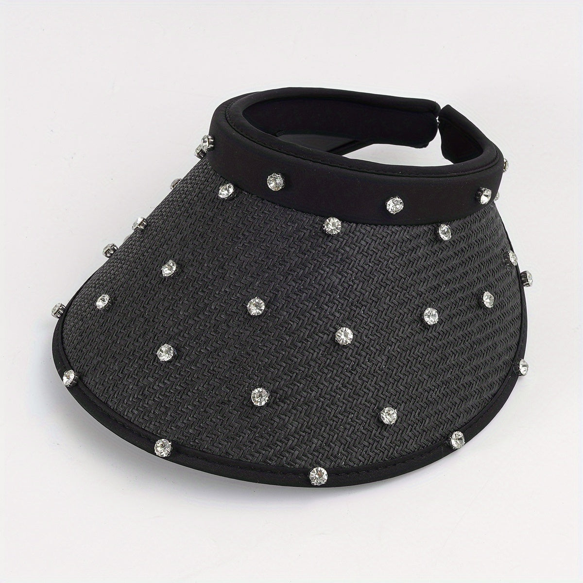 Straw Sun Hat with Faux Pearl Decor Wide Brim UV Protection