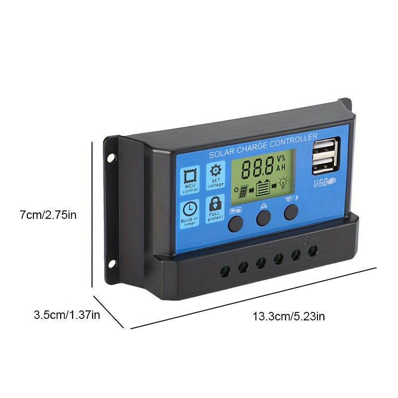 Adjustable LCD Display Solar Panel Regulator 12V 24V USB Port