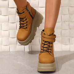 Women's Solid Thick Bottom Boots Shoes Comfortable Outdoor Boots