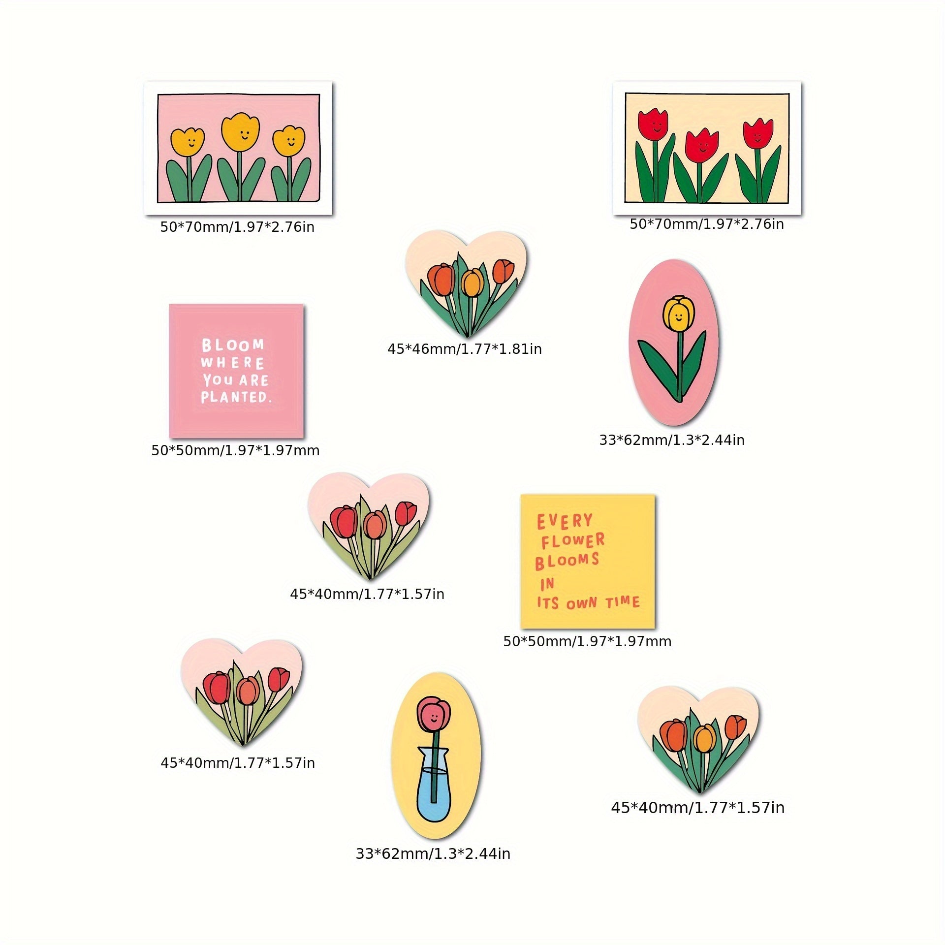 10 Waterproof Tulip Stickers for Journals - Girls Floral Decals