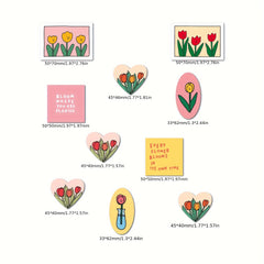 10 Waterproof Tulip Stickers for Journals - Girls Floral Decals