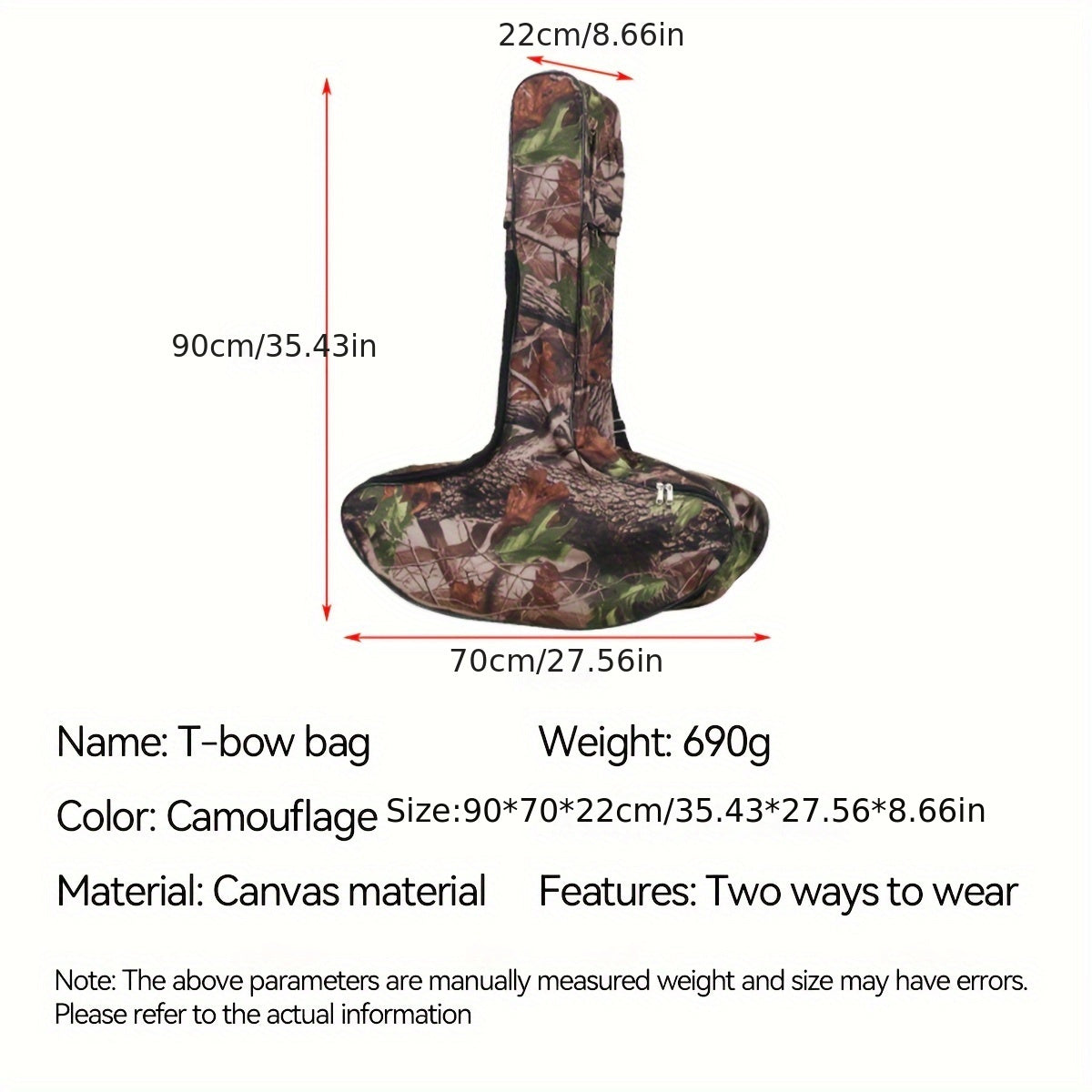 Camo Canvas Crossbow Bag T Shape Bow Case Double Zipper