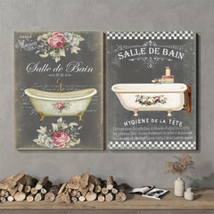 Vintage French Bathroom Posters Canvas Art A3 A4 Sizes