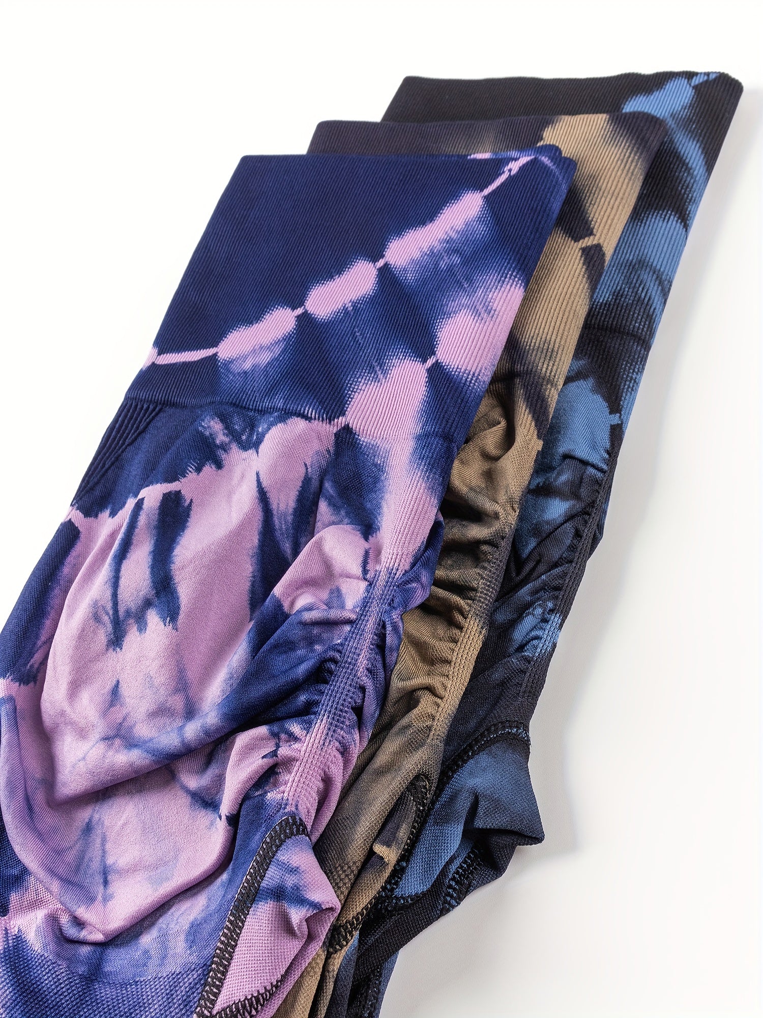 3-Pack Seamless Tie Dye Biker Shorts High Waist High Stretch