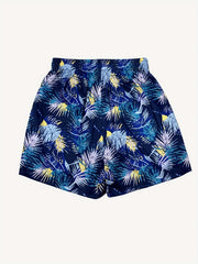 Tropical Print Elastic Waist Shorts for Women