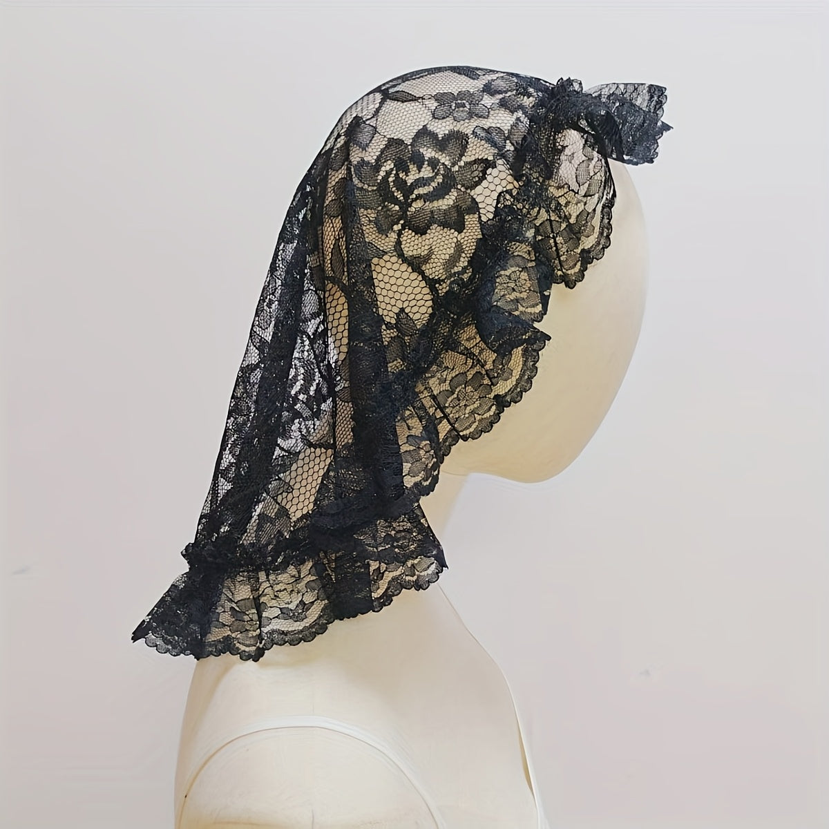 Vintage Lace Pleated Veil Headpiece European Retro Bridal Accessory