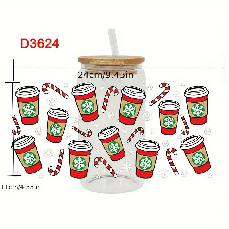 Christmas Halloween Series Cup Decorative Sticker 16oz Glass Cup DIY Waterproof