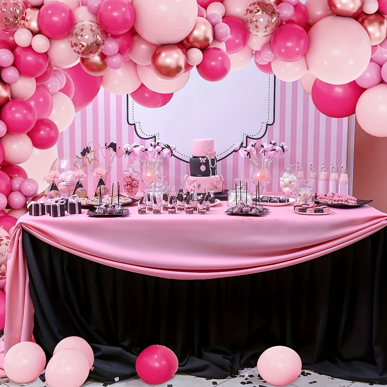 164pcs Pink Latex Balloons Rose Golden Balloon Arch Set