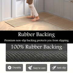 2pcs Kitchen Rugs Mats Set Anti fatigue Washable Non Slip Woven Runner Rug
