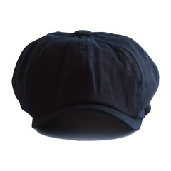 Adjustable Leather Ear Protection Newsboy Cap for Middle-aged Men Dad