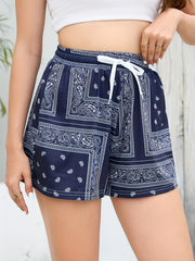 Paisley Print Drawstring Shorts for Women