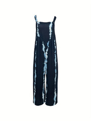 Tie Dye Wide Leg Jumpsuit With Pockets