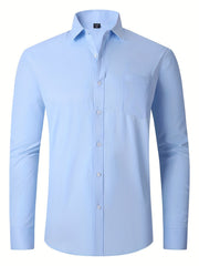 Men's Classic Button Up Shirt with Chest Pocket
