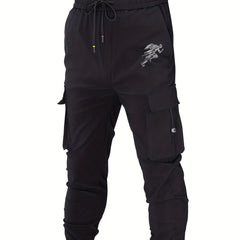 Leaf Pocket Cotton Cargo Pants Men's Casual Drawstring Cargo Joggers