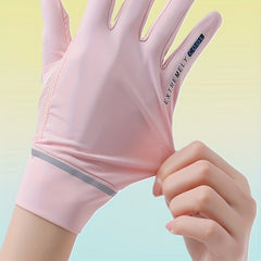 UPF 50 Ice Silk Gloves Short Mesh Breathable Non-slip Touch Screen UV Prote