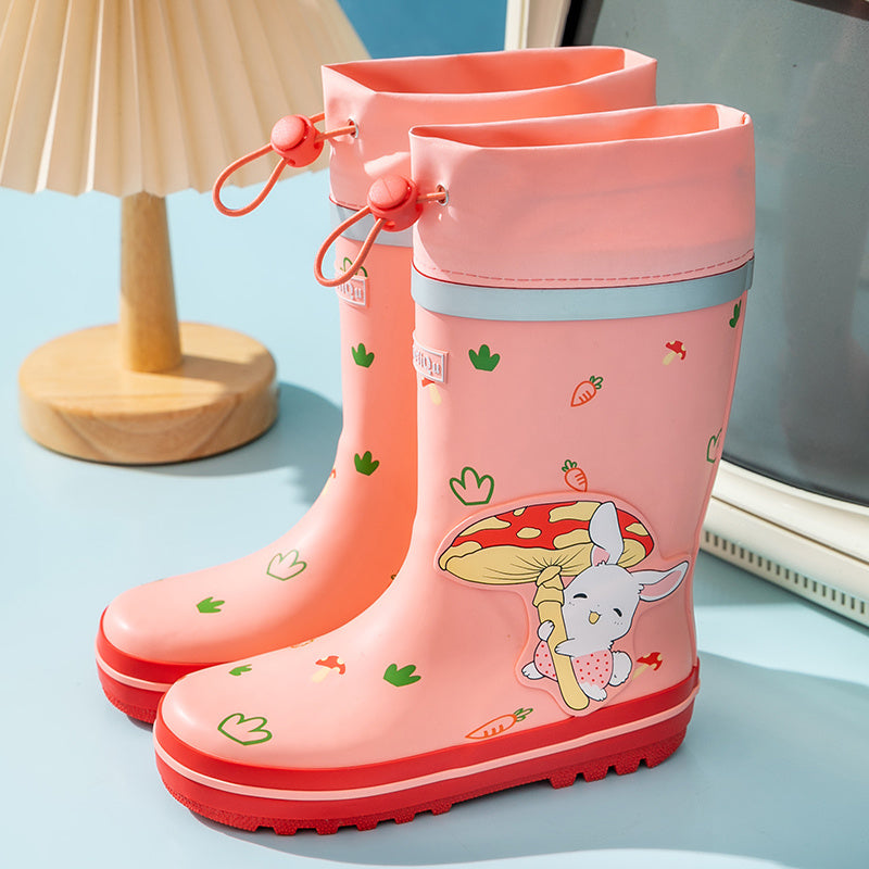 Kids Cartoon Rain Boots Astronaut Bunny Print