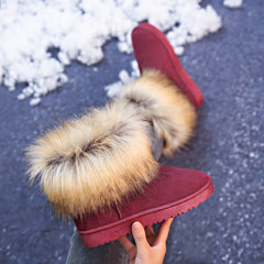 Women's Non-Slip Thick Fluffy Snow Boots Winter Warm Medium Tube Shoes