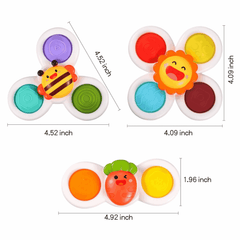 3Pcs Suction Cup Spinner Toys Kids Spinning Top Baby Sensory Bath Toys