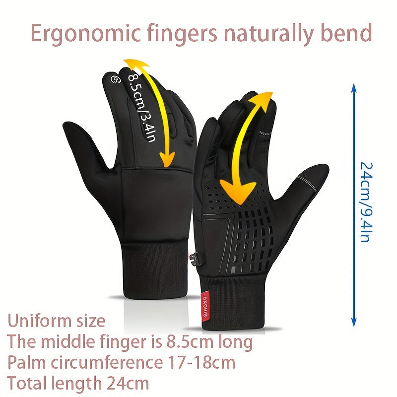 Men's Winter Cycling Gloves Windproof Waterproof Fleece Warm Touch Screen