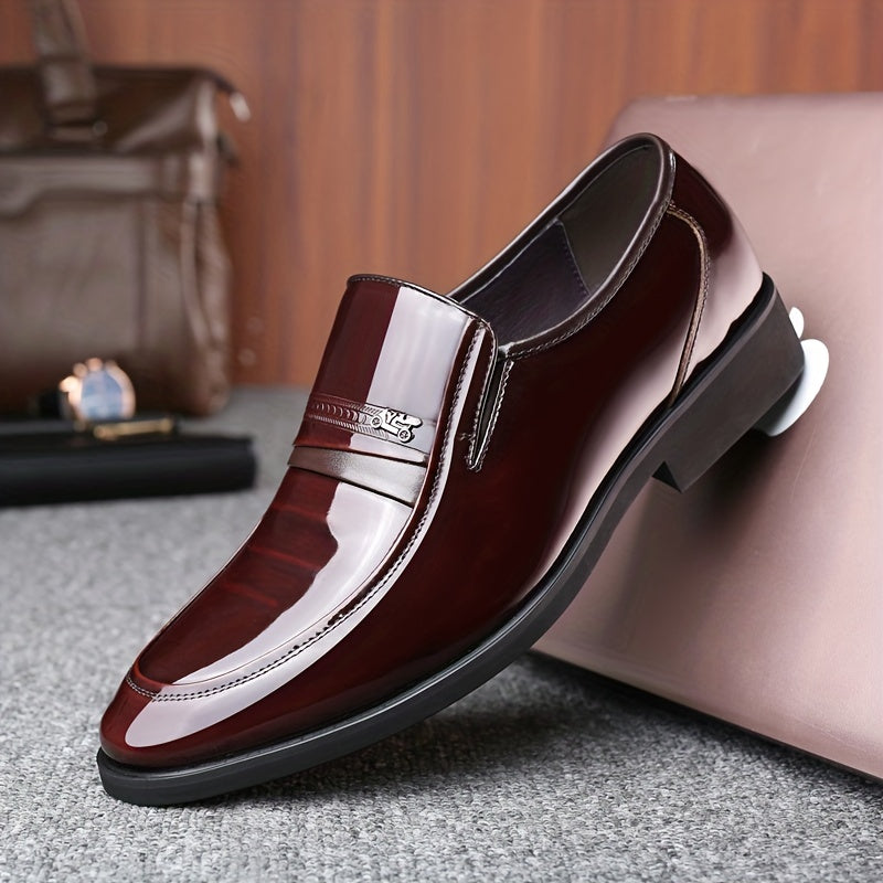 Men's Glossy Slip on Dress Shoes Business Formal Shoes Men's Footwear