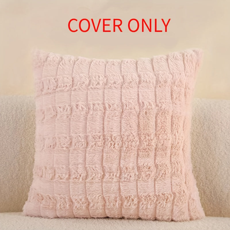 Velvet Soft Solid Decorative Square Throw Pillow Covers Set Ivory 18x18 Inch
