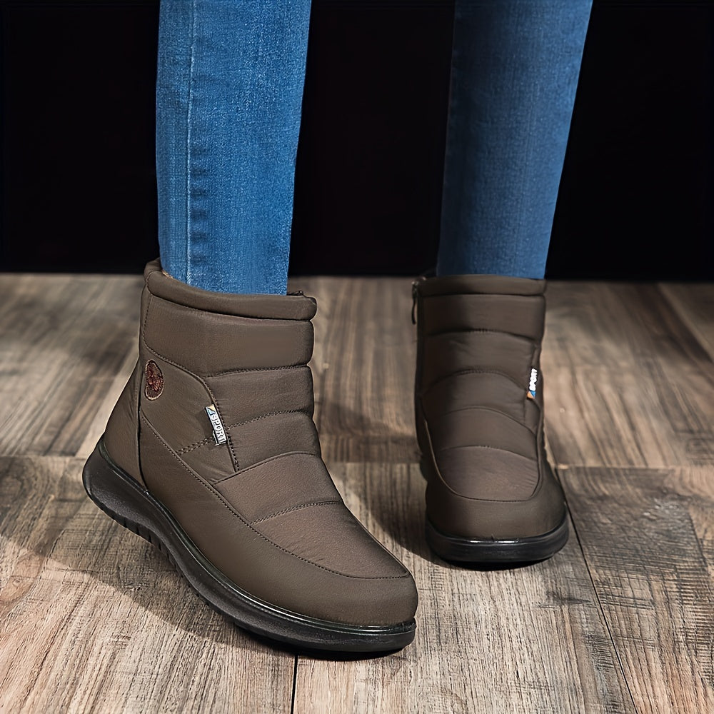 Women's Waterproof Snow Boots Fur Lined Zipper Lightweight Ankle Boots