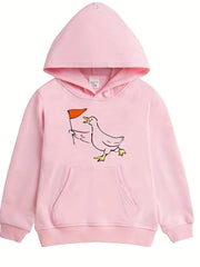 Duck Leader Graphic Hoodie Girls Long Sleeve Sweatshirt