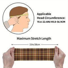Men's Vintage Plaid Headband Non Slip Hairband Mustard Brown Red Retro Accessory