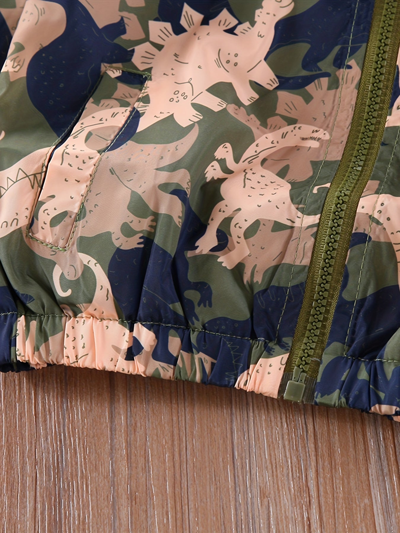 Boys Dinosaur Camo Hooded Jacket Windbreaker Outerwear