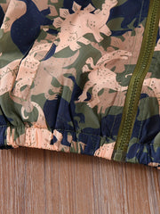 Boys Dinosaur Camo Hooded Jacket Windbreaker Outerwear
