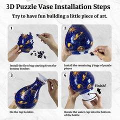 Golden Marble Pattern 3D Jigsaw Puzzle Vase for Adults