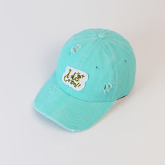 Vintage Embroidered Baseball Cap Ripped Washed Curved Edge Hat
