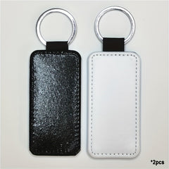 10pcs Sublimation Keychain PU Leather Heat Transfer Keyring Rectangle