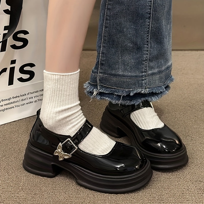 Chunky Mary Jane Butterfly Strap Platform Loafers