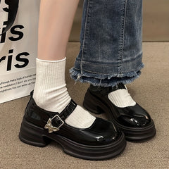 Chunky Mary Jane Butterfly Strap Platform Loafers